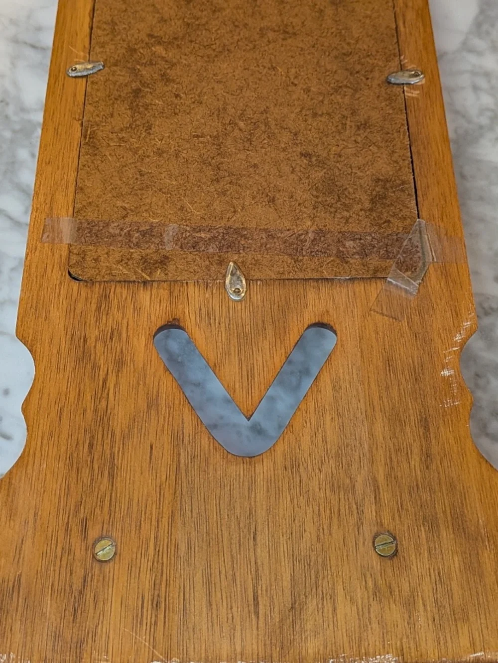 Vintage cut out Wood framed mirror Shaker peg hooks wall hanging